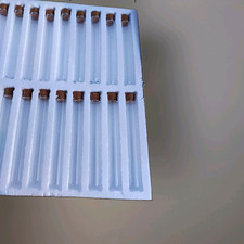 18 Test Tubes W/Corks and Wooden Display Rack picture
