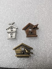 Vintage Jonette Jewelry Lot Of 3 Three Lapel Pins Birdhouse Signed picture