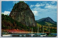 WA, Evergreen Highway, Beacon Rock, Sailboats, Vintage Postcard picture
