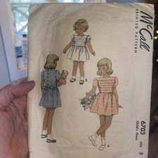 Vintage 1940’s Girls McCalls Sewing Pattern 6703 Size 2 Cut Complete picture