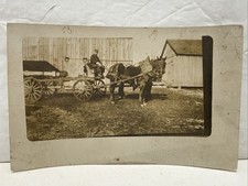 RPPC Real Photo Postcard Oblong Illinois 1911  Horse Wagon Barn Crawford County picture