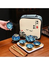 Portable Tea Set For Women Adults Teapot Cup Caddy Tray Bag Travel Home picture