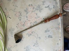 Vtg Antique Brass And Turned Wood Candle Sniffer picture