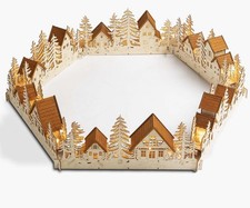 Balsam Hill Wooden Christmas Village Tree Collar 23” Pre-Lit Natural Open Box picture