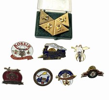 Lot Of 7 Kosair Shriners Pins - Louisville KY + Vintage Bow Tie/Collar Tips picture