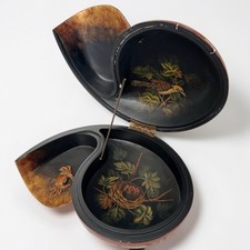 Vintage Castilian Imports Large Hand Painted Floral Shell Box Bird Interior 4714 picture