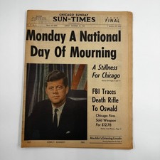 Chicago Sun Times Newspaper JFK Assassination Funeral Jackie Kennedy 11/24/1963 picture