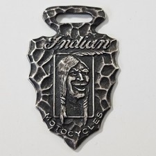Vintage Laughing Indian Motorcycle Watch Fob Highly Detailed Sterling Silver picture