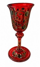 RARE antique hand painted red Goblet.    picture