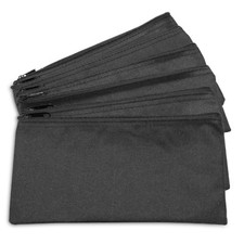 DALIX Zipper Bank Deposit Money Bags Cash Coin Pouch 6 Pack in Black picture