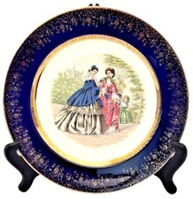 Vintage Nasco 23K Gold Accent Porcelain Plate Victorian Women 9.75