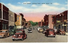 Vintage Postcard MI Niles Main Street View Old Cars Bar Diner -1090 picture