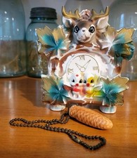 Vintage Lipper & Mann Ceramic Cuckoo Clock Wall Pocket Planter Love Birds Deer picture