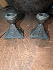 Vtg B. M. Co Bronze Art Nouveau Brass Candle Holders  Antique With Griffins picture
