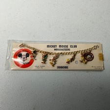 Vintage Disney Mickey Mouse Club Mouseketeers Charm Bracelet NIP Original Card picture