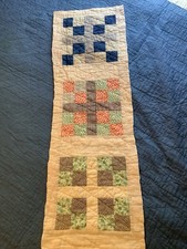 Vintage Improved 4 Patch Cutter Quilt Piece  12” X 38” 100% Cotton # 4 picture