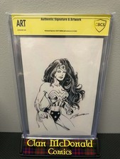 Authentic Signature & Artwork Wonder Woman Sketch by Scott Hanna Graded CBCS ART picture
