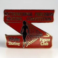 Vintage Whitby Figure Skating Club Enamel Lapel Hat Pin Int Precision Skating  picture
