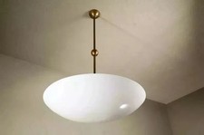Elegant Mid Century Modern Raw Brass Ceiling Flush Mount Pendant Light picture