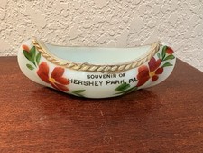Vintage Hand Painted Milk Glass Light Blue Souvenir Canoe Hershey Park, PA picture