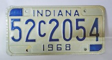 Vintage 1968 INDIANA Automotive Car Vehicle License Plate Tag New Old Stock picture