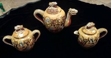 24-piece Vintage Handpainted Motiage Chinese Teapot C/S  6 Cups/Saucers/Dessert. picture