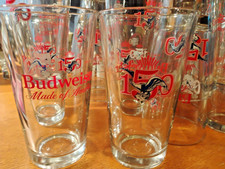 Budweiser 150th Anniversary America 16 Oz Pint Beer Glasses Set Of Two (2) New picture