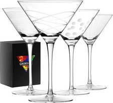 Etched Martini Glasses Set of 4 9oz Crystal Cocktail Glasses picture