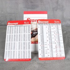 STARRETT Tap Drill Size Chart Decimal Equivalent Metric Equivalent Pocket Cards picture