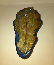 Signed Handmade Small Leaf-Shaped Ceramic Wall Pocket w/ Metal Lizard picture