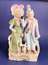 Vintage Moriama Paulux Victorian Couple w/Dog Occupied Japan Bisque Figurine picture