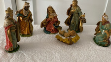 Vintage  EuroMarchi Polyresin Nativity Set, 8 in Scale, 6 Figures, Italy picture