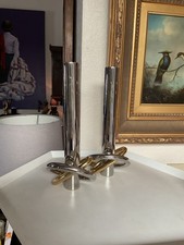 ANNA NEW YORK SET OF 2 RING CANDLEHOLDERS CANDLESTICKS SILVER/GOLD NWOT picture