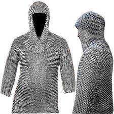 Museum Replica Handmade Medieval Chain Mail Shirt Coif Set NEW picture