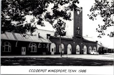 Kingsport, TN Tennessee CCO Railroad Train Station Depot Postcard Clock Tower picture