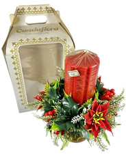 Vtg 1960s Christmas Pillar Candle Poinsettia Centerpiece Candaflora NOS Box picture