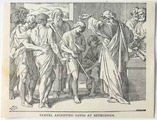1902 Samuel Anointing David At Bethlehem Wood Engraving Biblical Christian A11D picture