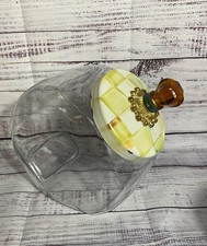 McKENZIE CHILDS Parchment Checkered Glass Cookie Jar- 11