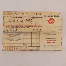 Vintage 1957 Tidewater Oil Flying A Service Gas Receipt Invoice picture