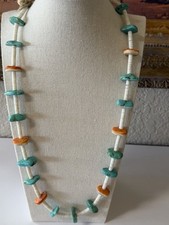Vintage Turquoise & Heishi Shell Bead Native American US Handmade Necklace picture