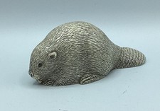 Handcrafted Beaver Figurine Resin Signed CS Made in Canada 4.75” Long EUC picture