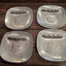Vintage Wilton Armetale Pewter Ashtray Set of 4 Square Individual Cigarette picture