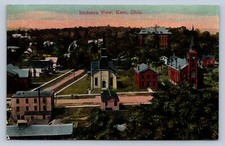 J91/ Kent Ohio Postcard c1910 Birdseye View Church Store Homes 150 picture