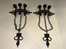 1967 Sexton Cast Aluminum Gothic Castle Dungeon Wall  Candle Sconces Spanish picture