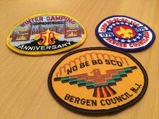 3 - Vintage 1976 1977 CAMP NO-BE-BO-SCO Boy Scout PATCH Bergen Council BSA NJ picture