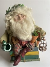 Vtg OOAK  1994 Melissa Menzer Folk Art Gardening Santa Doll Christmas Figure picture