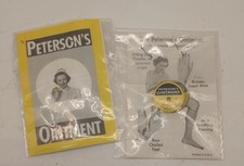 2 Vtg Peterson’s Ointment,Trial Size Tin Containers & Paper Insert Read Look NOS picture