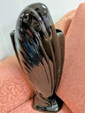 Vintage Vohann Of California Classic Black Fluted Art Deco Vase picture
