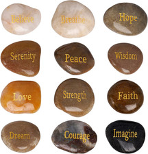 12 Pieces Inspirational Stones Natural Engraved Faith Rocks 12 Different Words E picture