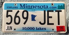 2016 Minnesota 10,000 Lakes License Plate Tag #569 - JET picture